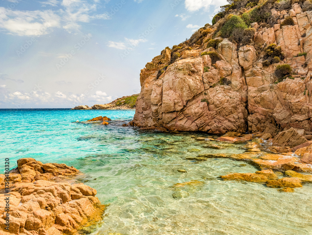 Fototapeta premium Spiaggia La Marmorata (The Marmorata Beach), Sardinia – Aerial View