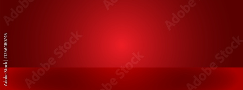 Abstract gradient podium background. Red empty 3d studio backdrop. Clean scene for product presentation. Christmas or New Year mockup template. Vector illustration.