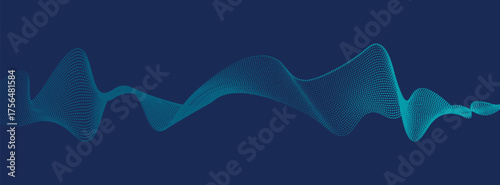 Modern abstract background featuring a digital wave made of glowing dots over a dark blue theme ideal for web and design use