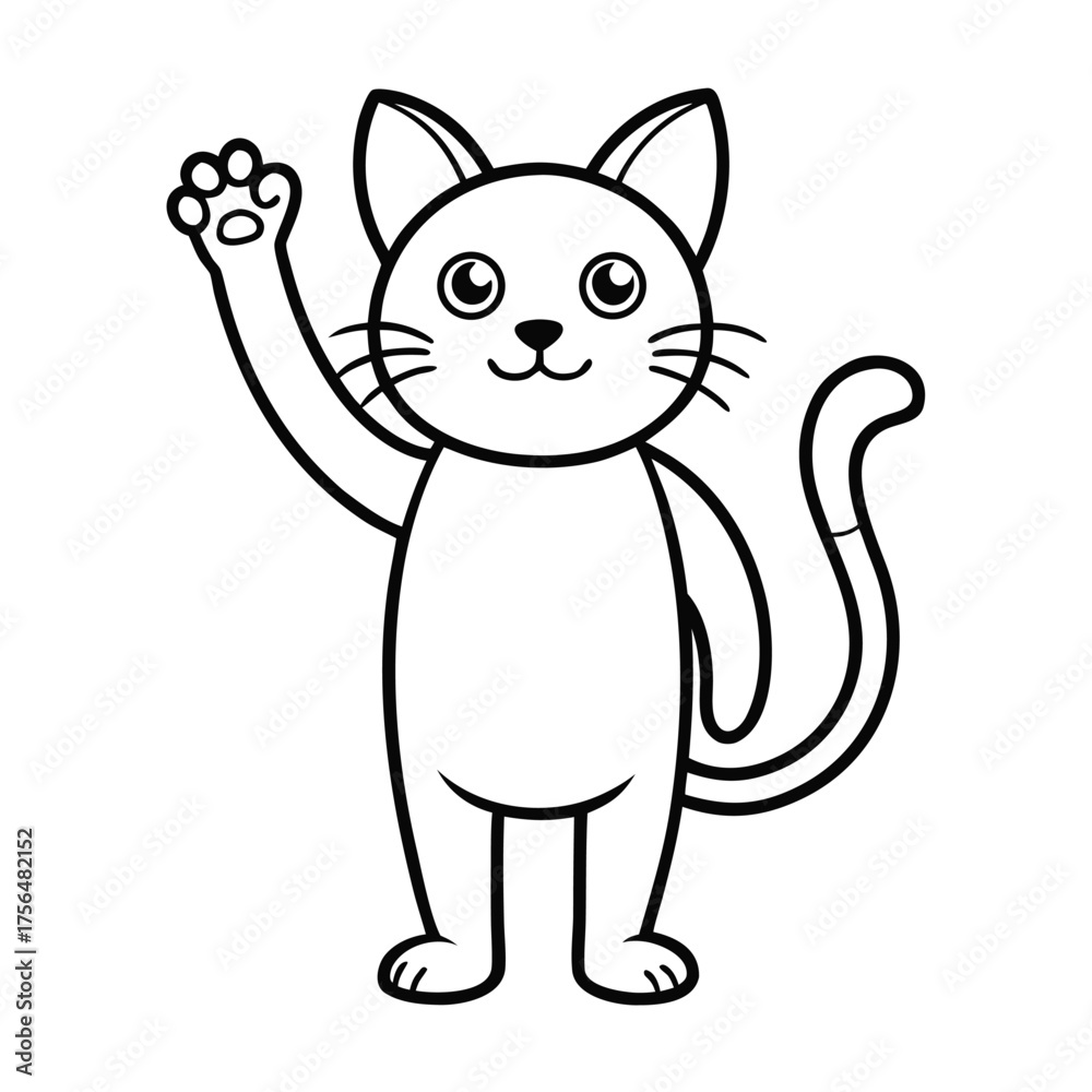 Obraz premium Funny and cute cartoon kitten vector illustration of an adorable domestic feline animal character with a happy smile