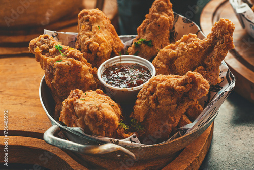 fried chicken legs with sauce