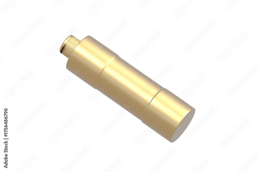 Fototapeta premium Golden bottle of paint acrylic, oil or gouache isolated on white background. 3d render