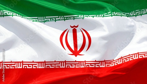 Foto Iranian national flag with green, white, and red horizontal bands, central tulip