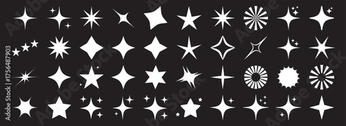 blinking shining star, sparks and sparkle shapes vector illustration. sparkle star icon set. simple star burst symbo. Different twinkling stars collection. Star icons. Twinkling stars. Sparkles, 