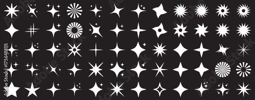 blinking shining star, sparks and sparkle shapes vector illustration. sparkle star icon set. simple star burst symbo. Different twinkling stars collection. Star icons. Twinkling stars. Sparkles, 