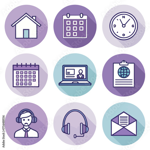 9 Vector Icons for Remote Work and Telecommunications