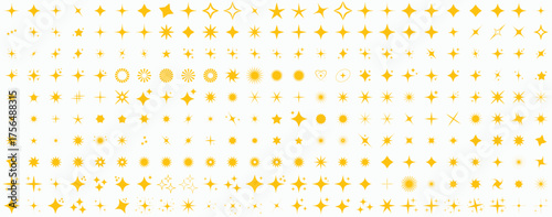 Collection of Bright Yellow Sparkle Star Icons. sparkle star icon set vector. collection of Twinkle stars icon. Shine and twinkle star Isolated on white background. . Set of star shapes. ai icon set.
