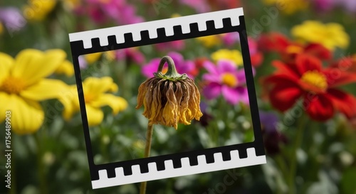 Wilted flower in film frame