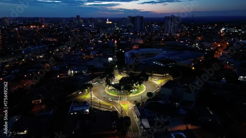 Wallpaper Mural Aerial Night View of Apucarana, Paraná, Brazil – Illuminated Cityscape with Roundabout and Urban Lights at Dusk Torontodigital.ca