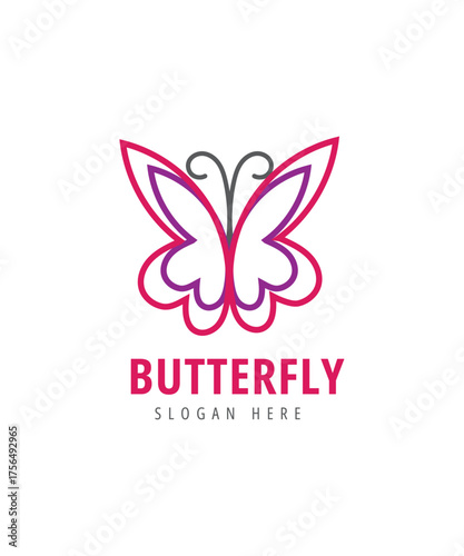Beautiful butterfly logo design for spa nature wellness and beauty brands,  lineart butterfly logo design 