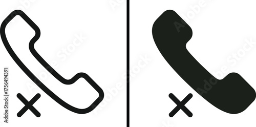Silent Calls: A simple graphic showcasing a phone with a cross indicating a muted call, perfect for conveying messages of unavailability and the concept of quiet time.