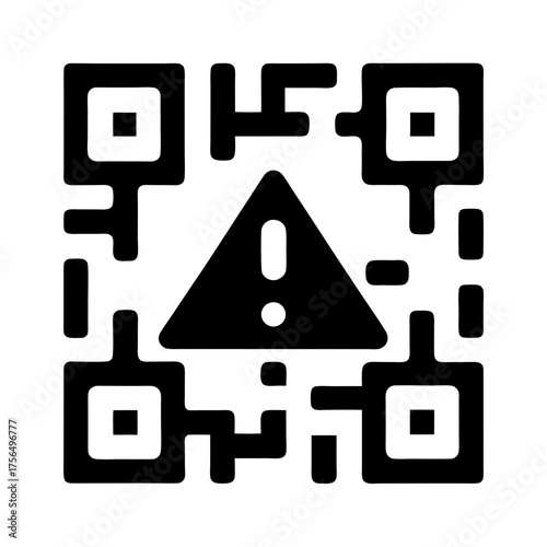 Warning QR Code with Exclamation Mark Symbolizing Alert or Potential Danger