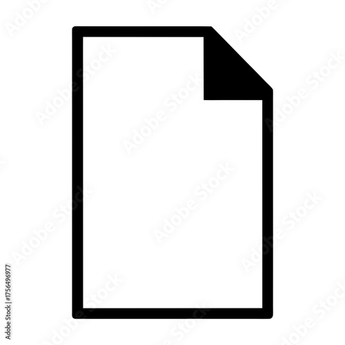 Black and white icon of a document with a folded corner representing a file