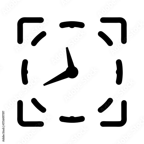 Minimalist representation of time using hands in a square frame design