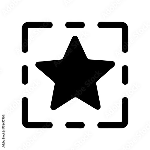 Black star inside broken square border used for favorites feature design