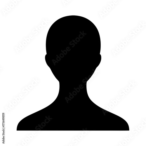 Silhouette of a person's head, neck, and shoulders against a white background