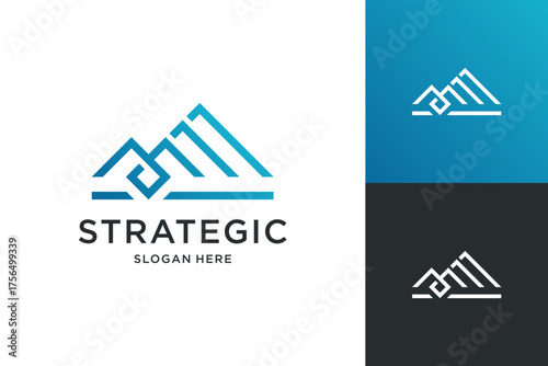 Financial growth logo design vector. Abstract triangle shape icon usable for business, corporate and branding.