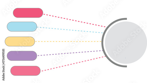 Infographic template with five colorful options diagram chart presentation data visualization process flow circle steps business