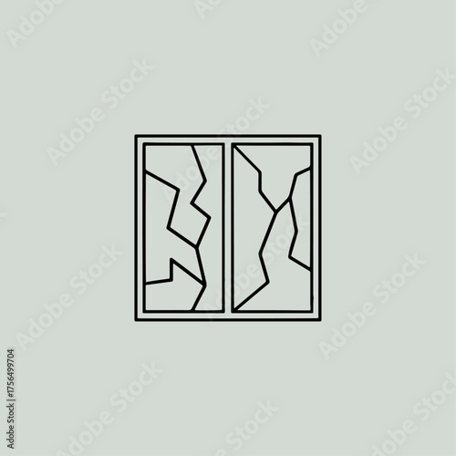 Broken window icon flat vector design.