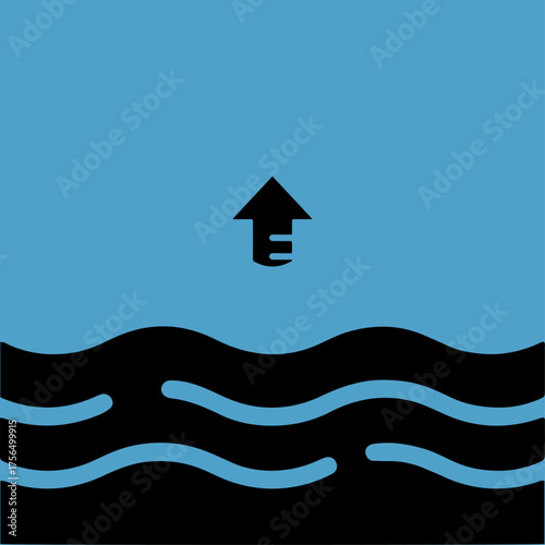 Rise in water level icon flat vector design.