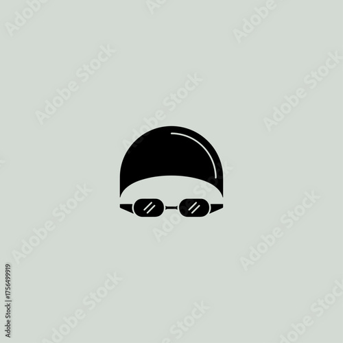 Swimming hat and glasses icon flat vector design.