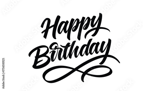 Happy birthday brush pen calligraphy lettering vector