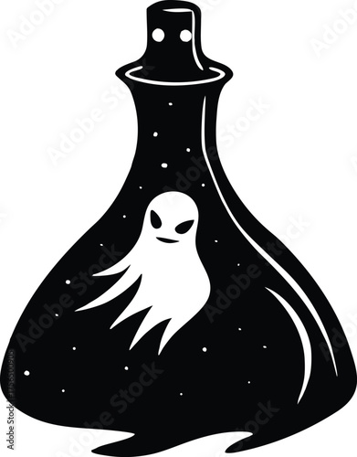 Ghost Emerging From Potion Bottle Silhouette