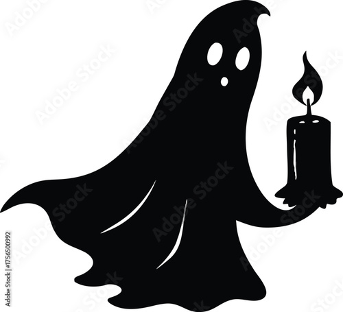 Ghost Whispering Into Candle Halloween Silhouette