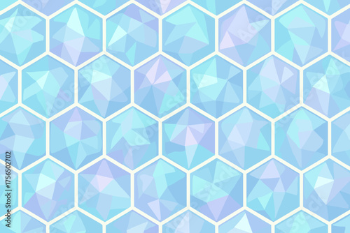 Hexagonal pattern in cool blue shades creates a modern and calming background design for various uses in art and decor projects