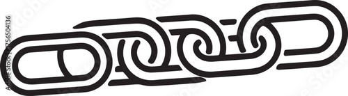 Connected black chains symbolize strength, unity, and teamwork for business, security, or industrial concepts, originally a scalable vector graphic design