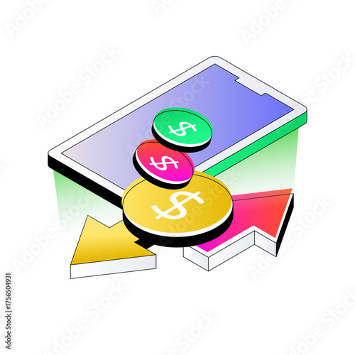 Modern design icon of mobile money transfer