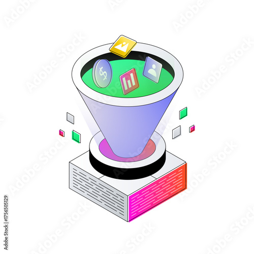 A trendy design icon of data filtration