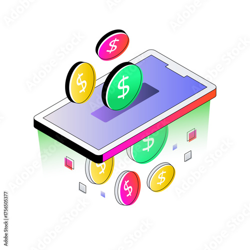 A unique design icon of mobile earnings