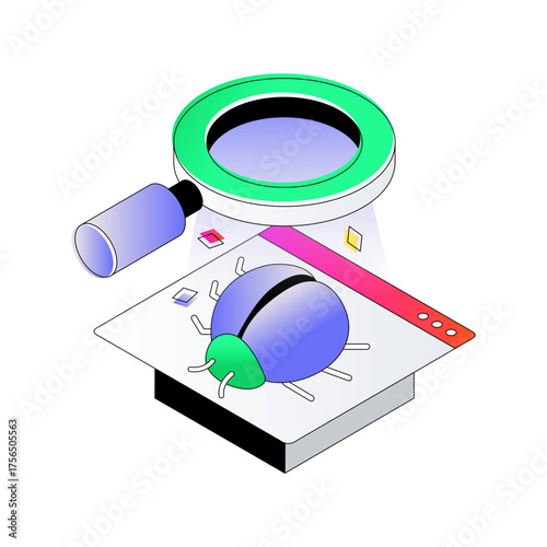 Virus under magnifying glass, debugging