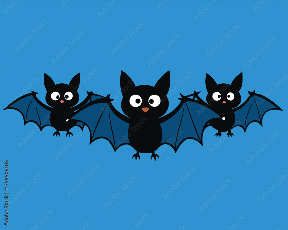 Fototapeta premium Group Of Bats Silhouette Halloween Design | Cartoon Style Flying Bats Vector Art