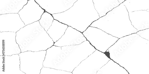 Dry abstract texture of a cracked hole in a white stone wall, showing a rough grunge surface pattern
