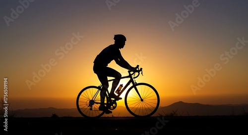 Wallpaper Mural Silhouette of a Cyclist Riding Bicycle Against a Sunset Sky with Dramatic Warm Tones Torontodigital.ca