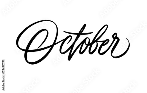 October modern hand-lettered typography vector