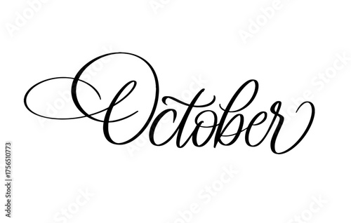October elegant calligraphy script lettering vector