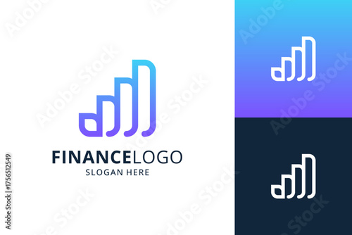 Abstract financial logo template. Modern diagram chart with arrow logo vector.