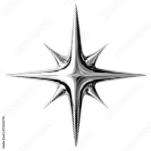 Star vintage y2k halftone art, star halftone stipple brutalist retro vector png with transparent background, bloom 2000s aesthetic photocopy effect tattoo