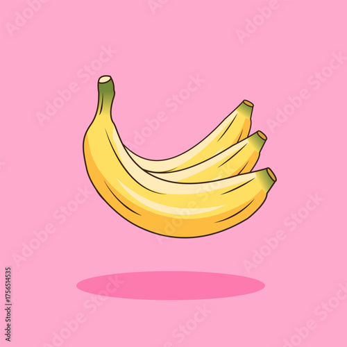 Fresh Yellow Bananas Bunch Vector Illustration Cartoon Design