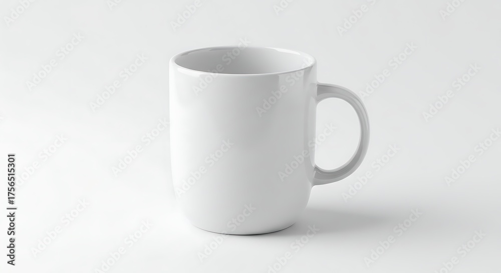 Obraz premium Blank white coffee mug for mockup, isolated on a clean white background for branding