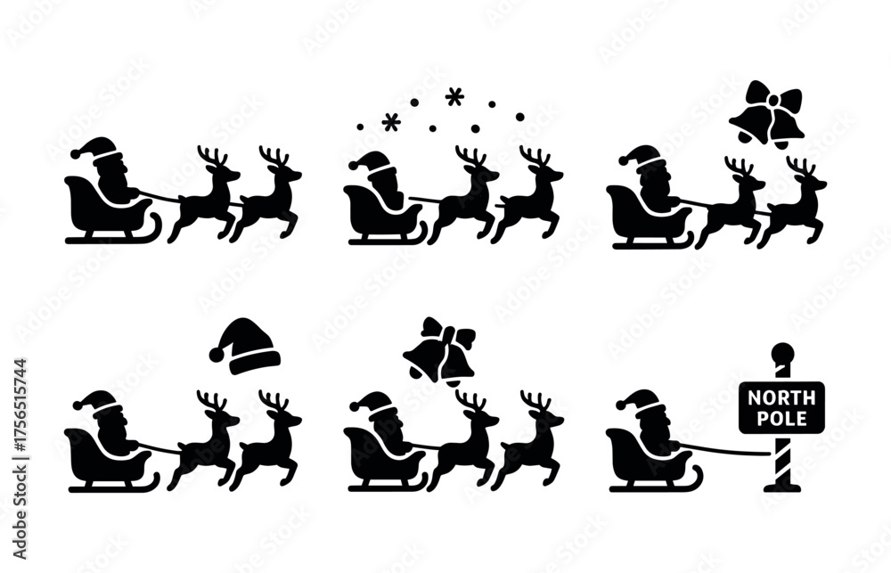 Fototapeta premium Santa and reindeer christmas icons for holiday design projects