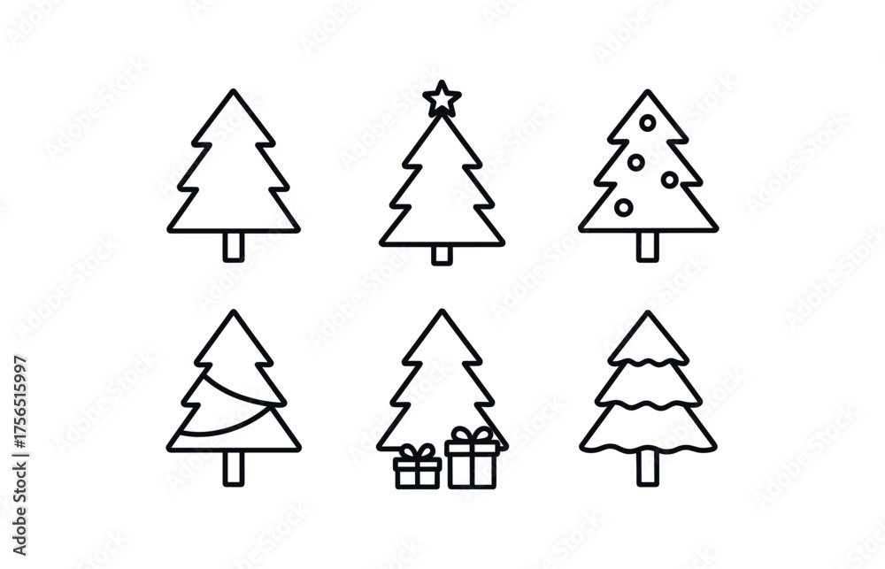 Obraz premium Festive christmas tree icon collection for holiday design projects