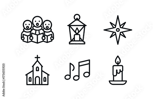 Christmas celebration icons for holiday design and decoration projects