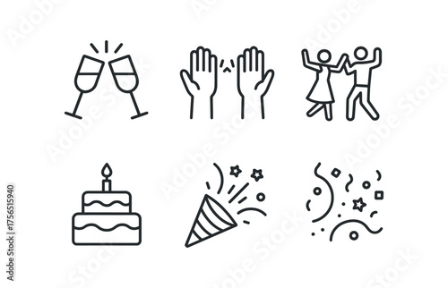 Celebration and party icons for event design and marketing