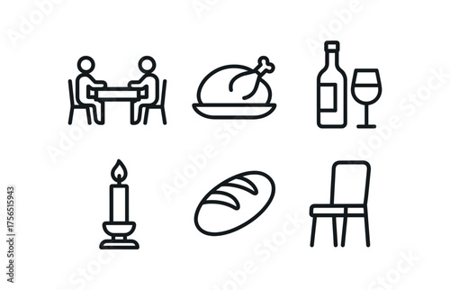 Dining and hospitality icon set for food and beverage branding