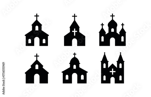 Religious architecture icons for spiritual design projects