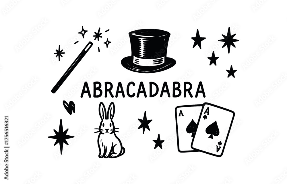 Obraz premium Magic show icon set for entertainment and design projects